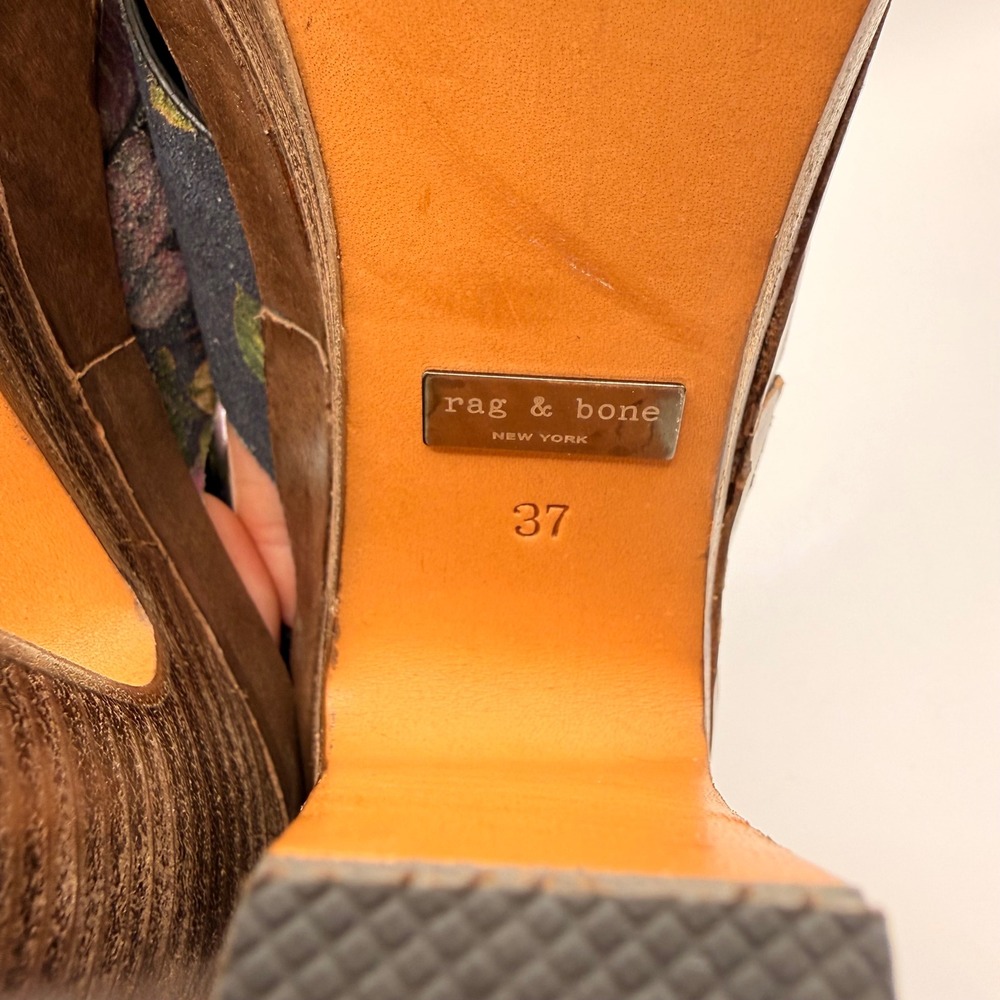 Rag & Bone Sloane Floral Platform Sandals Block Heel Black Pink Size 37 US 7 - Picture 10 of 10